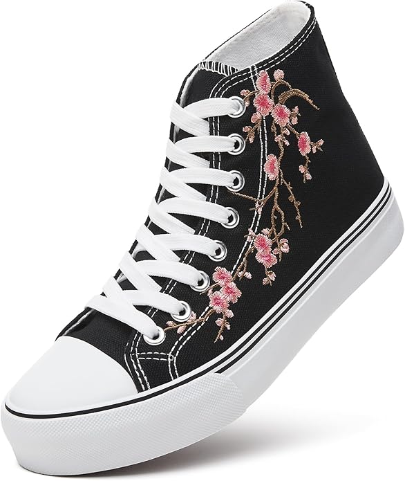 ZGR Womens High Top Canvas Sneakers,Lace-up Canvas Shoes,Casual Tennis Walking Shoes